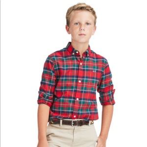 Vineyard Vines Boys Merry Plaid Whale Flannel Shirt